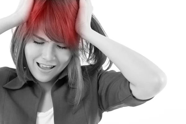 Estresada mujer de negocios gritando, llorando, gritando en blanco iso —  Fotos de Stock