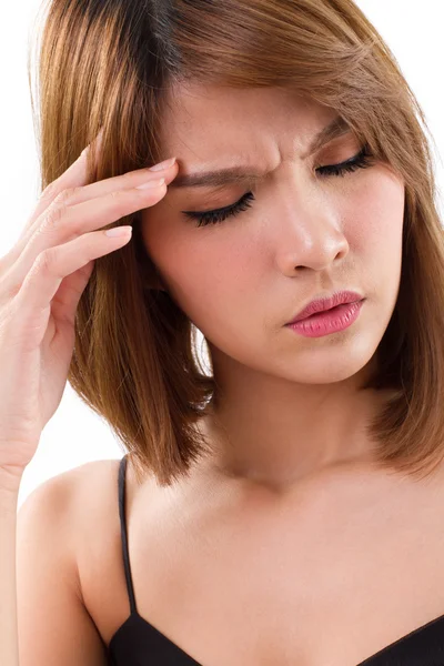 Donna stressata che soffre di mal di testa — Foto Stock