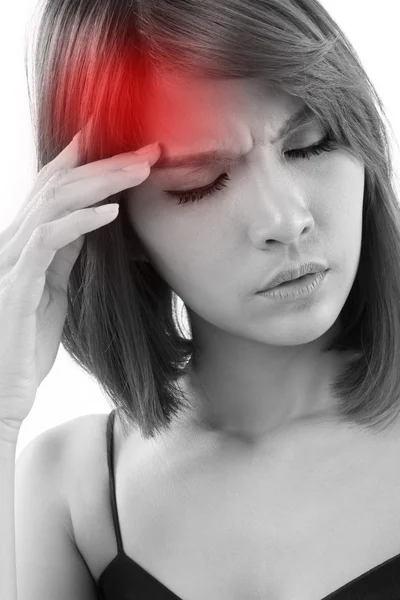 Stressed woman suffering from headache — Stock Photo, Image