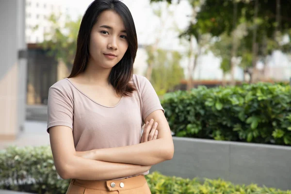 Portrait Confident Asian Woman Crossing Arm — Stock Photo, Image