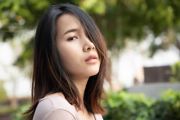 Sad Asian Woman Face Portrait — Stock Photo, Image