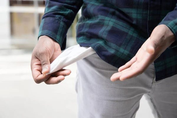 Arbeitsloser Afrikanischer Schwarzer Hat Kein Geld Konzept Von Arbeitslosen Ohne — Stockfoto