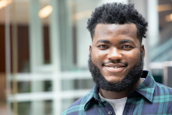 Happy Smiling Confident African Black Man Portrait Optimistic Friendly African — Stock Photo, Image