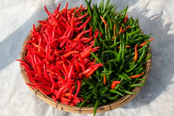 Pimentas frias para venda no mercado — Fotografia de Stock