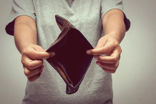 An empty wallet with filter effect retro vintage style — Stock Photo, Image