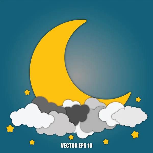 Fundal abstract vectorial Luna și stelele în nori Eps10 . — Vector de stoc
