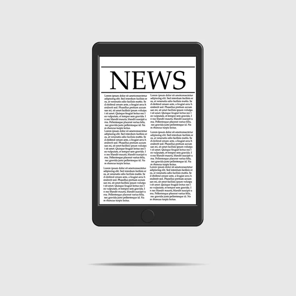 Mobile News Concept téléphone portable avec des nouvelles sur un fond blanc — Image vectorielle