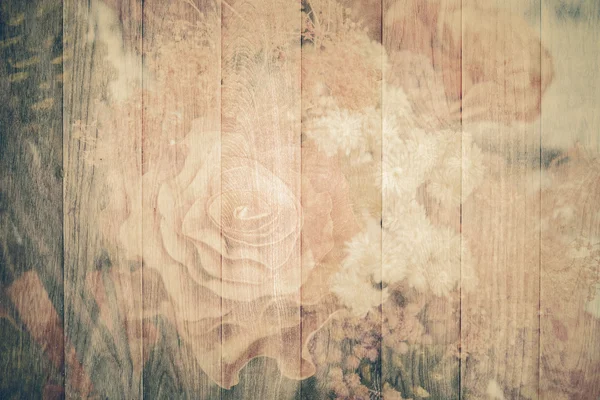 Boeket van bloem effect houten structuur met filter retro vinta — Stockfoto