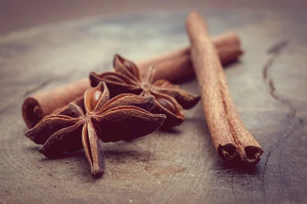 Cinnamon sticks with filter effect retro vintage style — Stock Photo, Image
