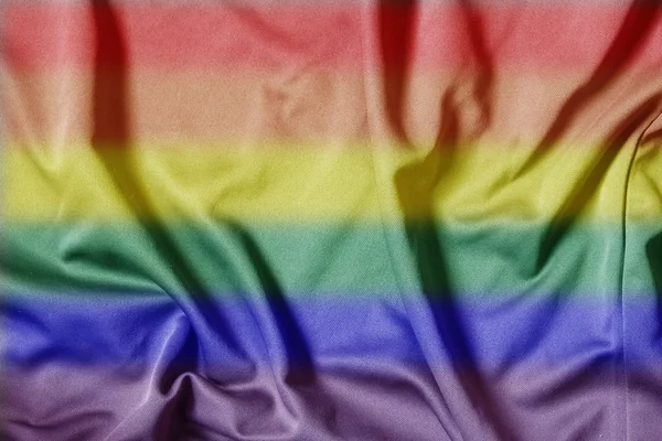 Gay 7 faixa bandeira no tecido textura — Fotografia de Stock