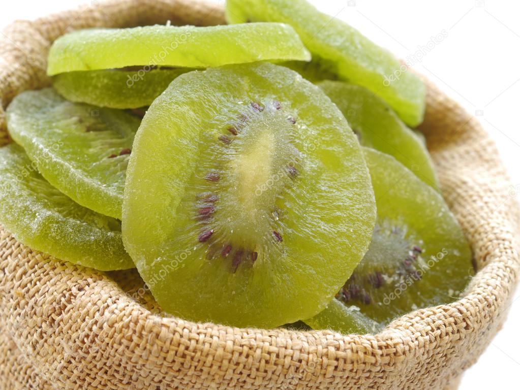 slices of dried kiwi in the sack