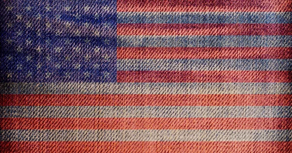 Bandera nacional sobre textura denim: Estados Unidos — Foto de Stock