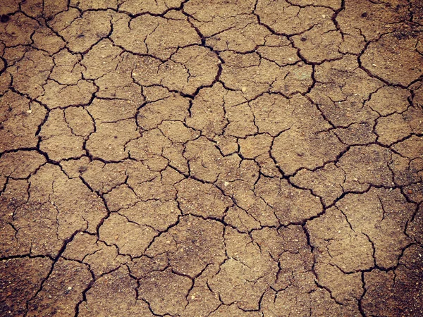 Lake bed drying up due to drought with retro filter effect