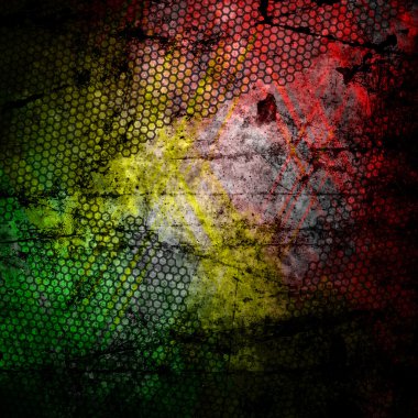 Kırmızı, sarı, yeşil rasta bayrak grunge dokulu beton duvar
