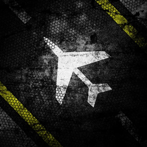 Sign plane  grunge background textured on concrete wall — Stock Photo, Image