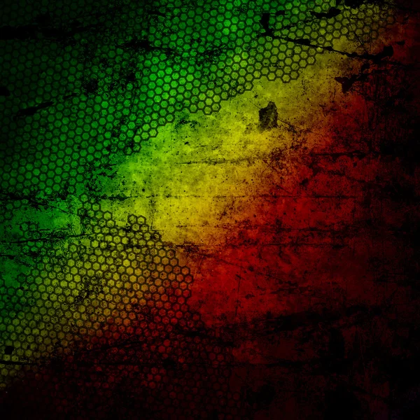 Κόκκινο, κίτρινο, πράσινο rasta σημαία στο grunge ελαστικοποιημένες τοίχο — Φωτογραφία Αρχείου