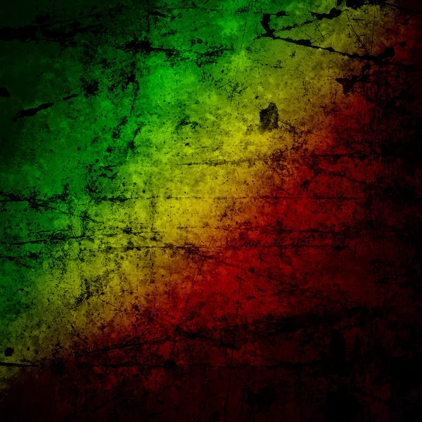 Red, yellow, green rasta flag on grunge textured concrete  wall — Stock Photo, Image