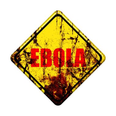 Ebola virüsü sarı yol işaret beyaz arka plan üzerinde