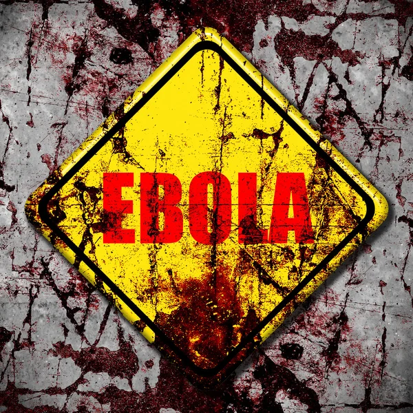 Panneau routier jaune du virus Ebola — Photo