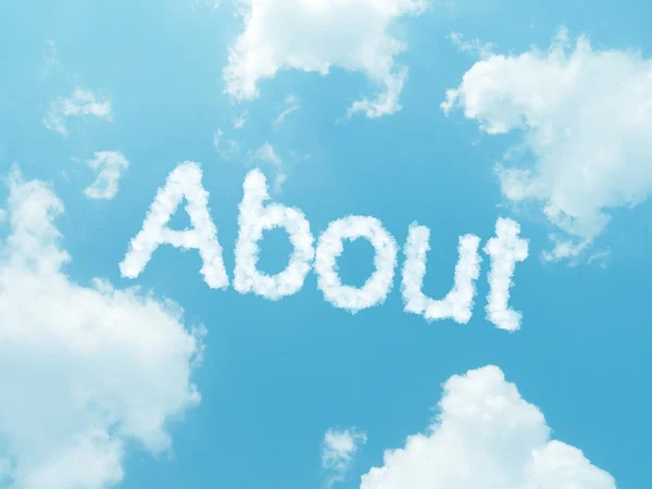 Cloud words with design on blue sky background — Stock Photo, Image