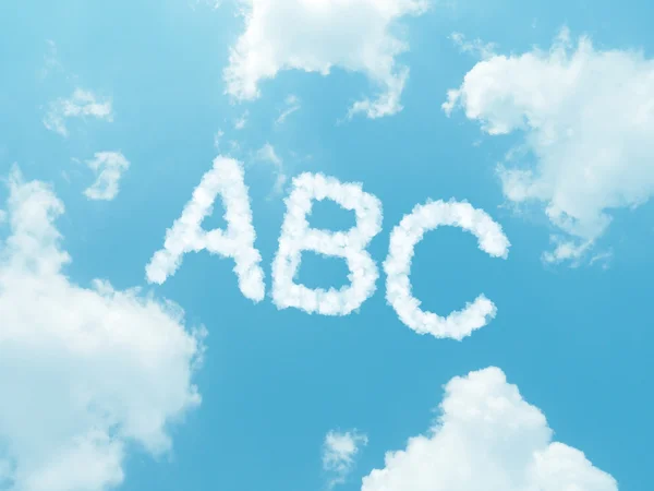 Cloud words with design on blue sky background — Stock Photo, Image