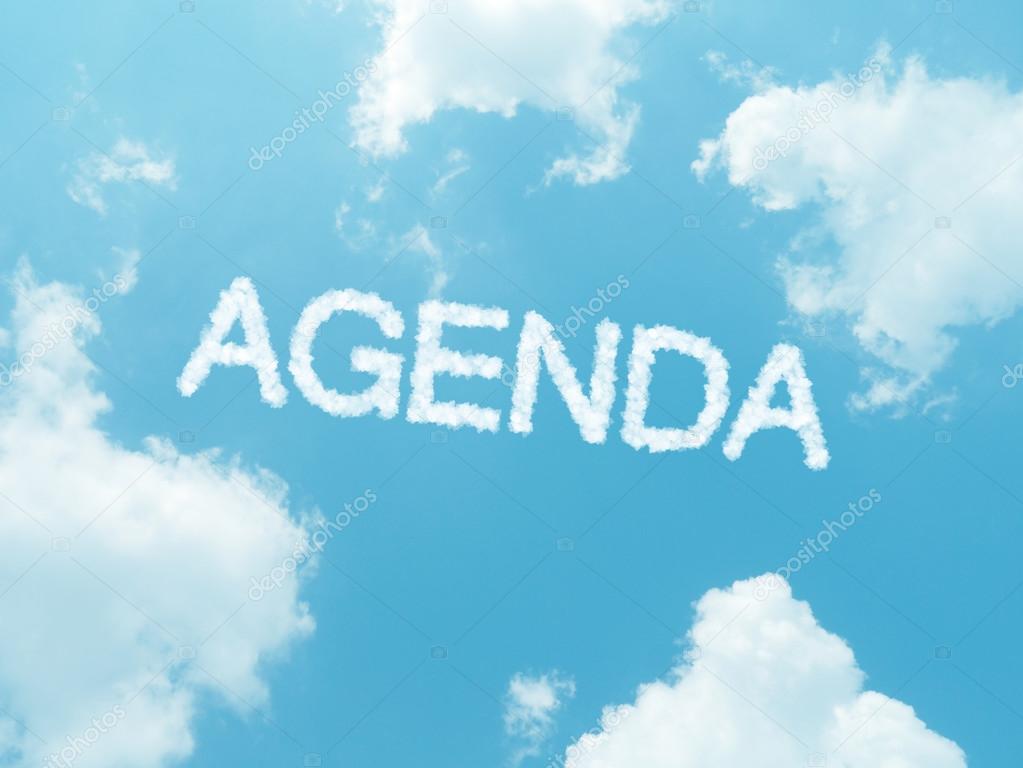 cloud words with design on blue sky background