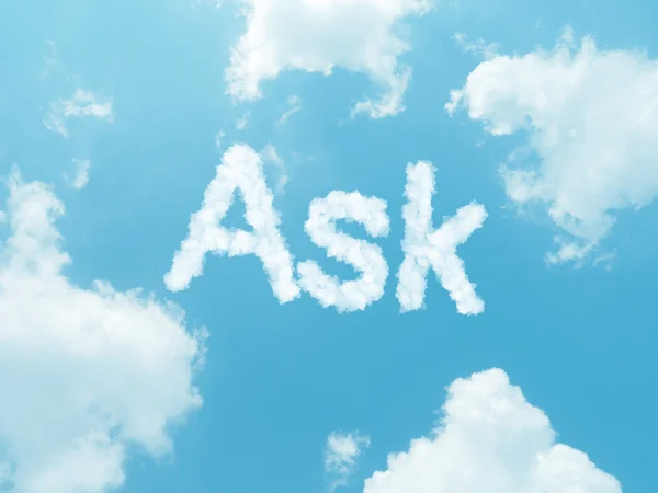 Cloud words with design on blue sky background — Stock Photo, Image