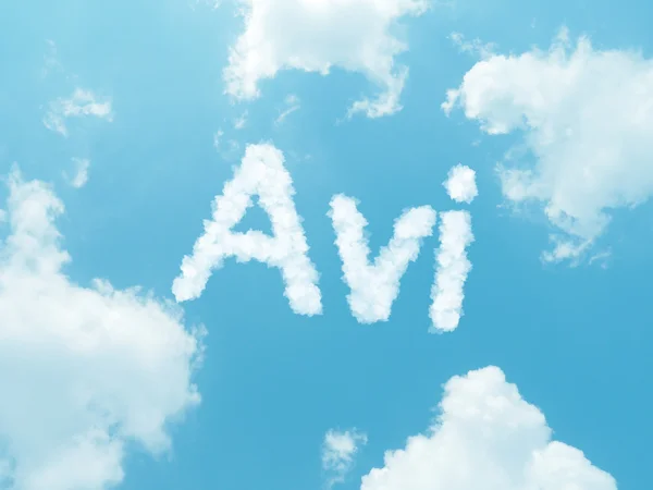 Cloud words with design on blue sky background — Stock Photo, Image