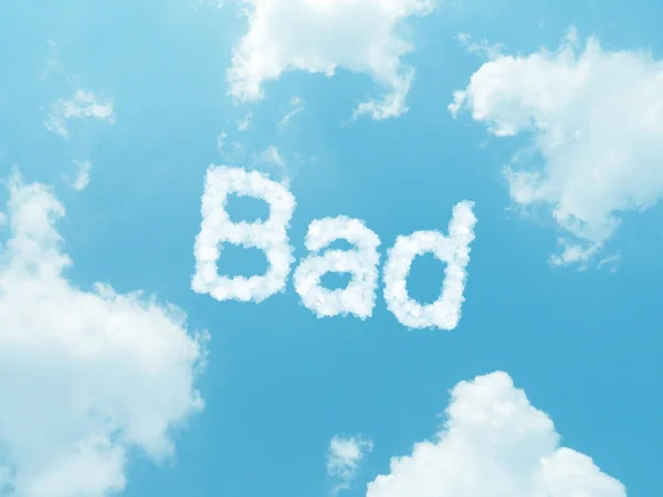 Cloud words with design on blue sky background — Stock Photo, Image