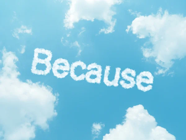 Cloud words with design on blue sky background — Stock Photo, Image