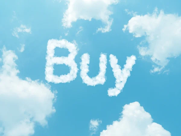 Cloud words with design on blue sky background — Stock Photo, Image