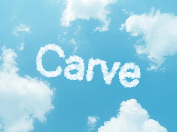 Cloud words with design on blue sky background — Stock Photo, Image