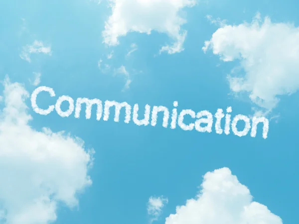 Cloud words with design on blue sky background — Stock Photo, Image