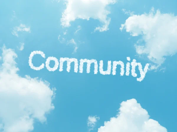 Cloud words with design on blue sky background — Stock Photo, Image