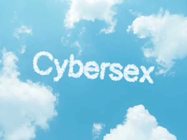 Cloud words with design on blue sky background — Stock Photo, Image