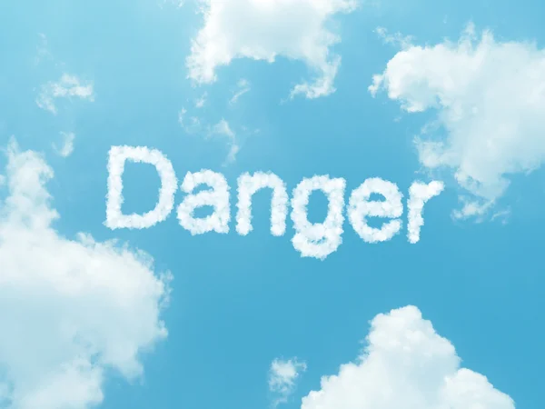 Cloud words with design on blue sky background — Stock Photo, Image