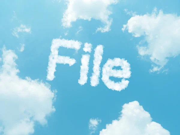 Cloud words with design on blue sky background — Stock Photo, Image