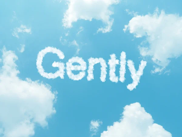 Cloud words with design on blue sky background — Stock Photo, Image