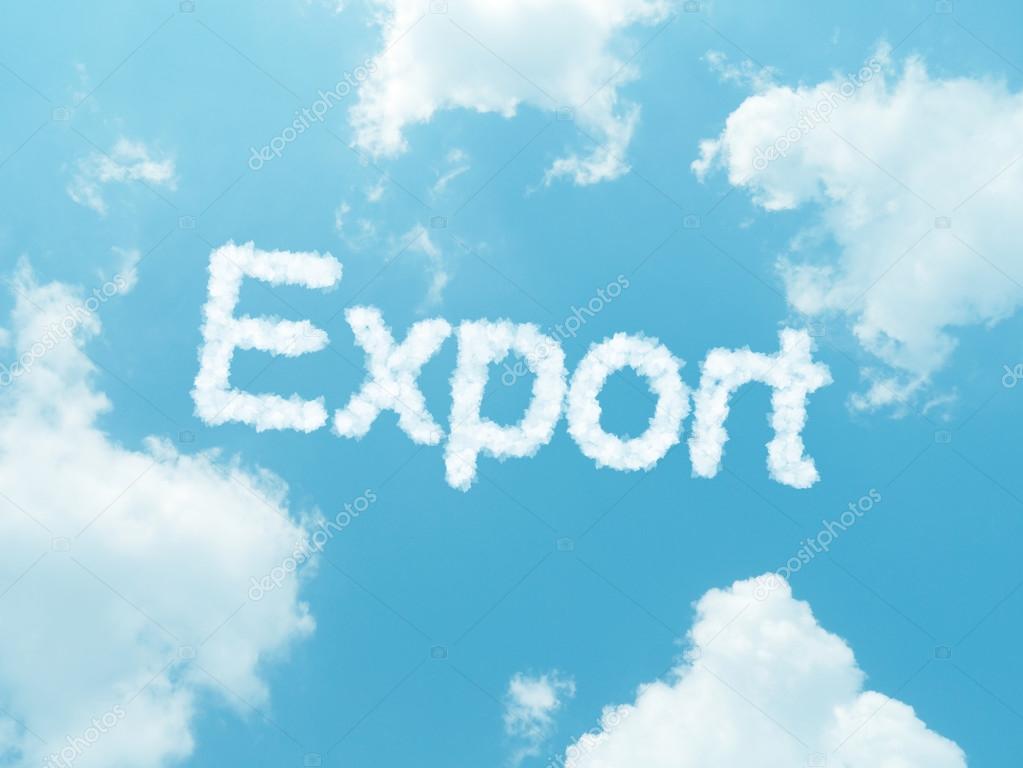 cloud words with design on blue sky background