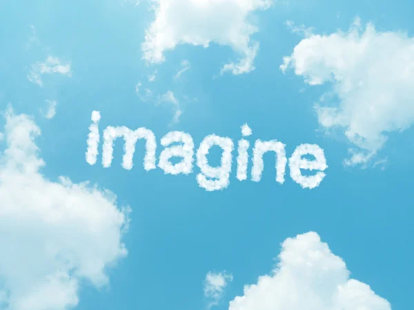 Cloud words with design on blue sky background — Stock Photo, Image