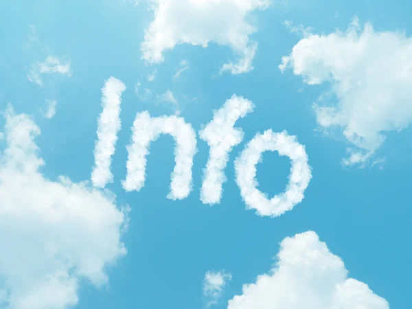 Cloud words with design on blue sky background — Stock Photo, Image