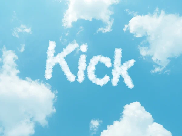 Cloud words with design on blue sky background — Stock Photo, Image