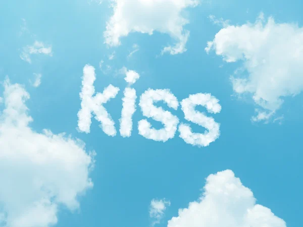 Cloud words with design on blue sky background — Stock Photo, Image