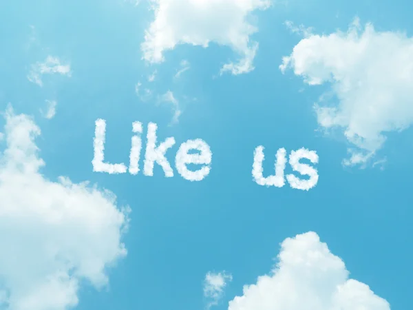 Cloud words with design on blue sky background — Stock Photo, Image