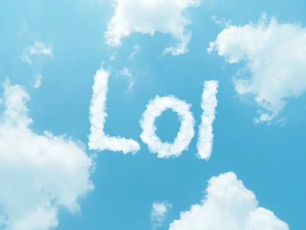 Wolke Wörter mit Design auf blauem Himmel Hintergrund — Stockfoto