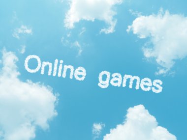 mavi gökyüzü arkaplanında dizayn edilmiş bulut kelimeleri