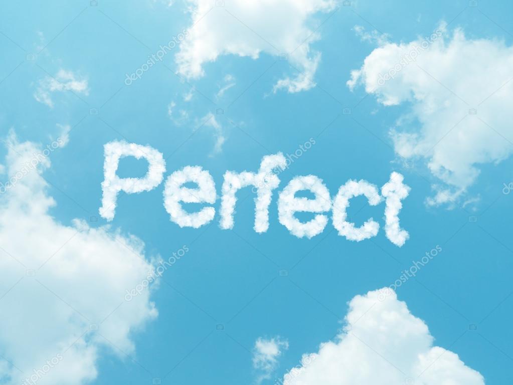 cloud words with design on blue sky background