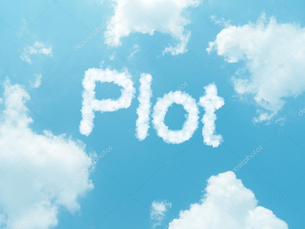 cloud words with design on blue sky background