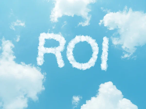 Cloud words with design on blue sky background — Stock Photo, Image