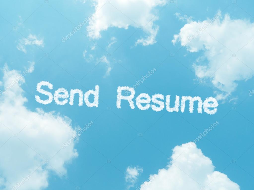 cloud words with design on blue sky background